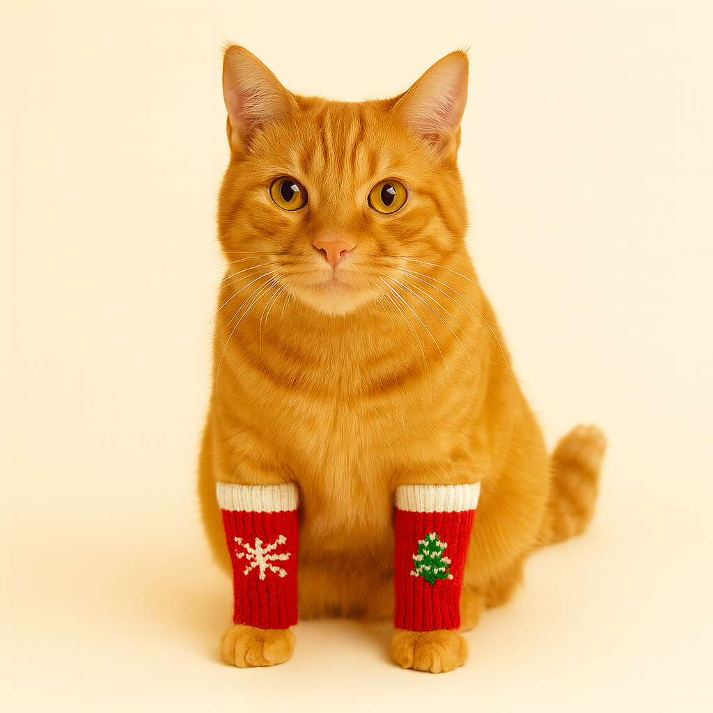 Cat Leg Warmers - Christmas Pattern
